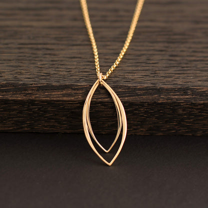 14k Gold Filled Marquise Necklace • Modern Minimalist Jewelry • Simple Delicate Pendant • Handmade Necklace • Necklaces for Women • Gifts for Teen Teenage Girl Gift • Geometric Shape • Sexy Edgy