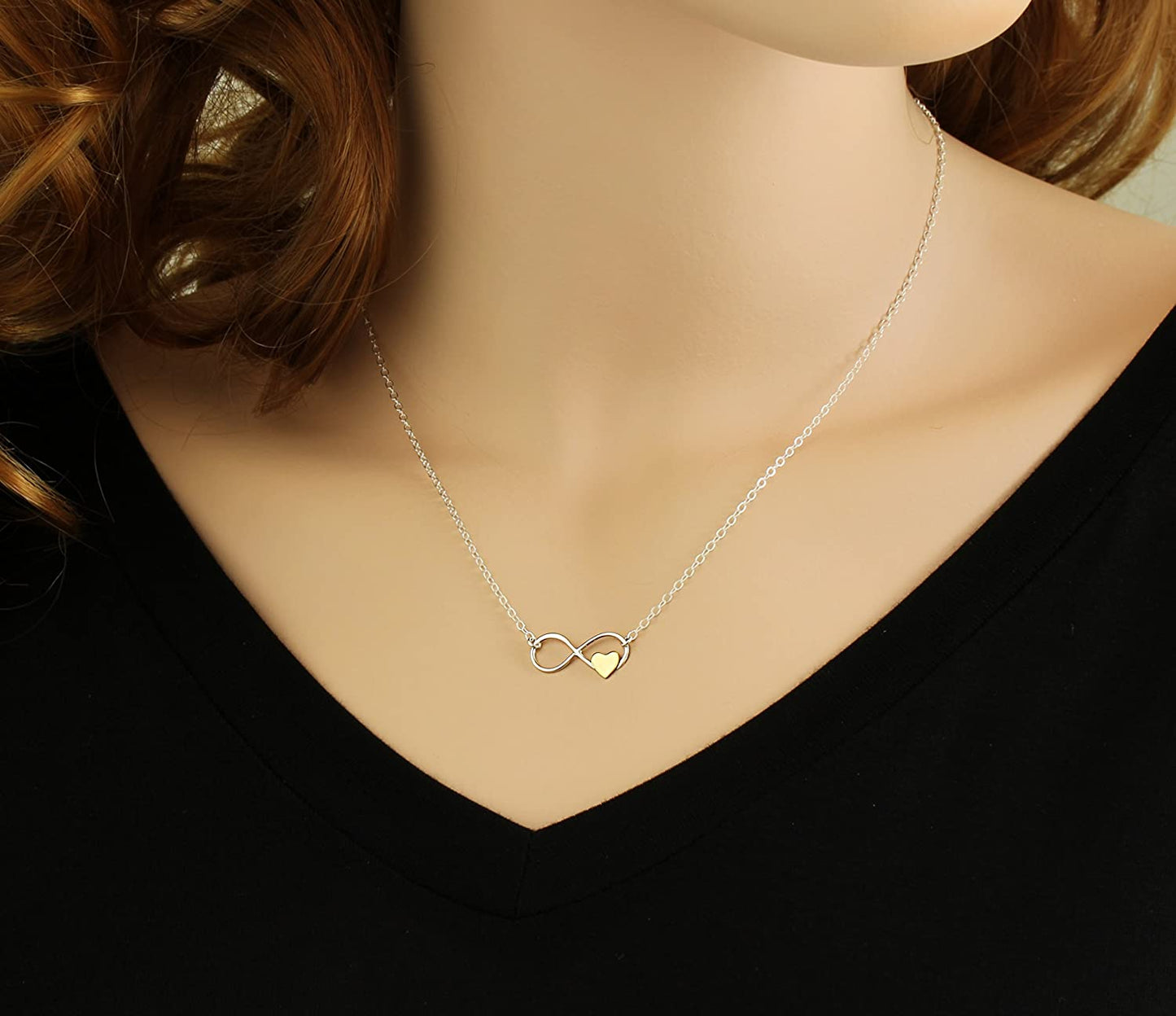Unique Gift for Stepdaughter • Gifts from Mom Dad • Infinite Love • Sterling Silver Necklace • Infinity Gold Heart Charm Necklace • New Daughter • Wedding Birthday Christmas Gifts for Women Girls
