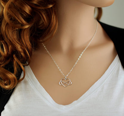 Best Friend Gift • Infinity Heart Necklace • Silver • Long Distance BFF • Meaningful Jewelry • Sisterhood • Miss You