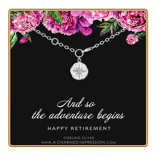 Retirement Gifts for Women • Silver Bracelet • CZ Diamond Starburst • Retiring Gifts for Women • Friend Colleague Boss Employee • Coworker Goodbye Gift • So the Adventure Begins