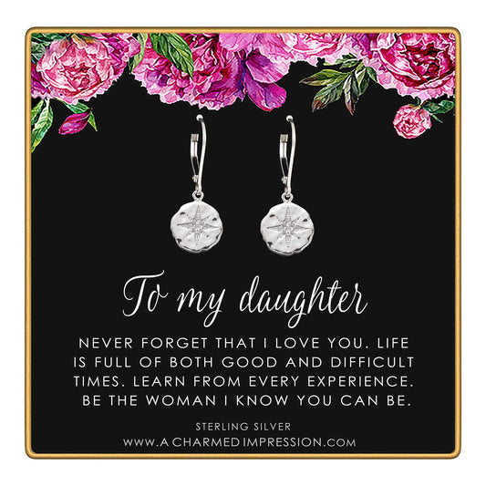 To My Daughter • Inspirational Jewelry • Starburst Earrings • Gifts for Her • From Mom Dad • Ideas for Birthday Christmas Graduation Wedding • Infinite Love