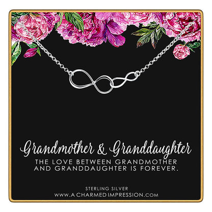 Grandmother Granddaughter Gifts • Sterling Silver • Grandma Granddaughter Necklace • Gift for Grandma Jewelry • Thoughtful Gift from Granddaughter • Unique Birthday Gifts for Grandma • Mother's Day