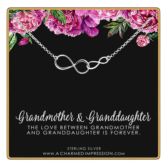 Grandmother Granddaughter Gifts • Sterling Silver • Grandma Granddaughter Necklace • Gift for Grandma Jewelry • Thoughtful Gift from Granddaughter • Unique Birthday Gifts for Grandma • Mother's Day