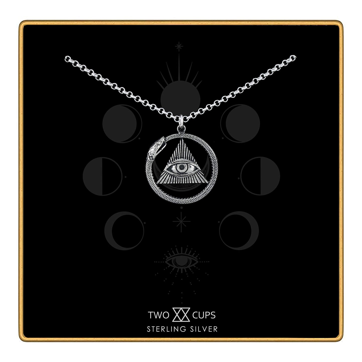 Antique Ouroboros All Seeing Eye Pendant Necklace • Bright Sterling Silver Chain • Sterling Silver Ouroboros Snake • Eye of God • Metaphysical Jewelry • Spiritual Gifts for Women • Healing Jewelry