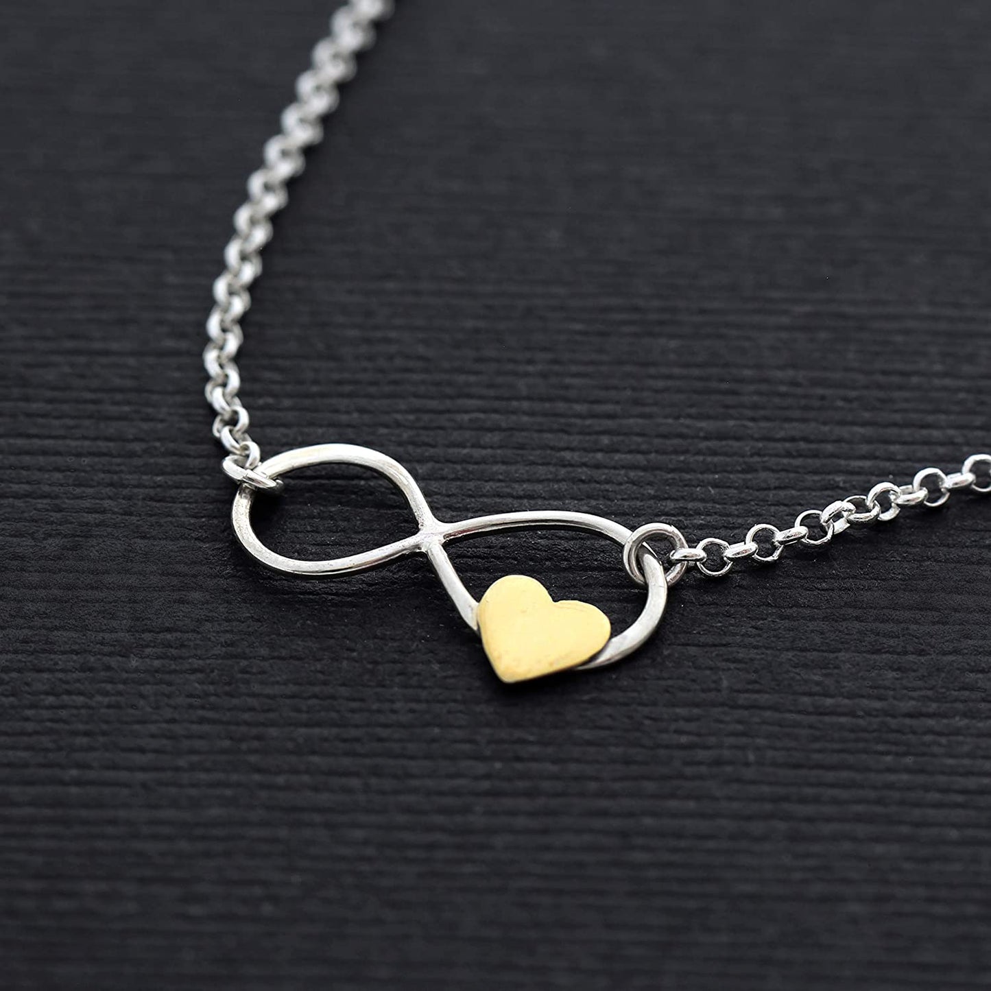 Father and Daughter Necklace • Infinite Love • 925 Sterling Silver • Infinity with Gold Heart • Birthday Memorial Remembrance Wedding • Gift for Daughter from Dad