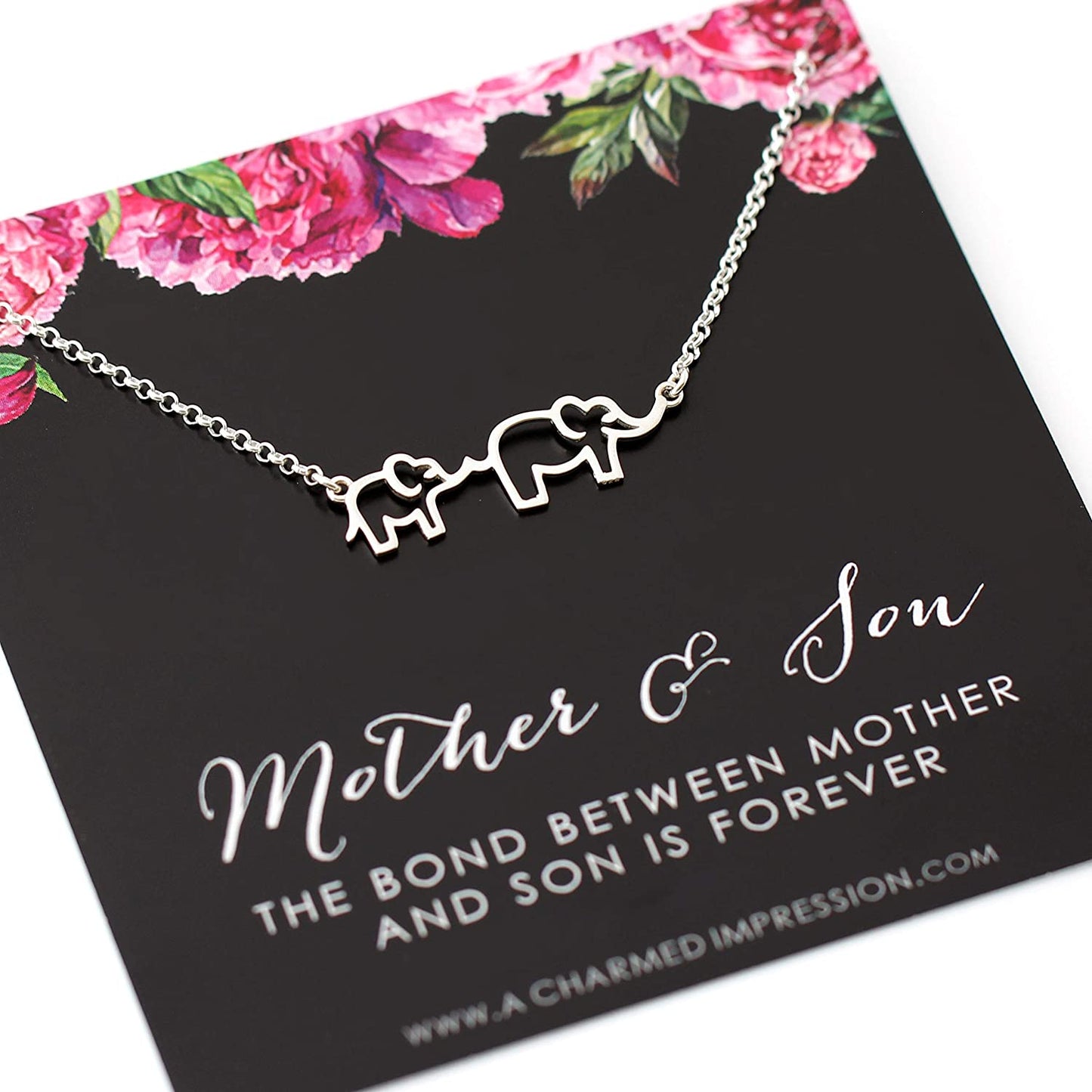 Boy Mom Gift • Mother & Baby Elephant Necklace • 925 Sterling Silver • Expecting Pregnancy Push Present • New Mommy • Family Charm • Strong Single Mama • The Bond Between Mother & Son is Forever