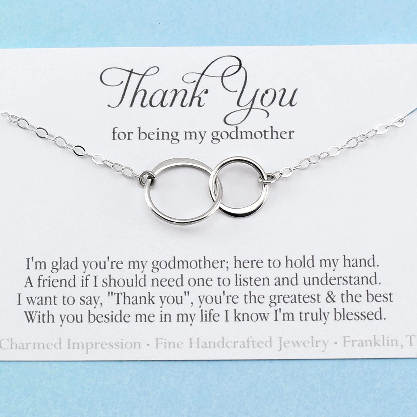Gift for Godmother Necklace • Godmother Gifts from Goddaughter Godchild • Silver Necklace • Faith Jewelry • Thank You for Being My Godmother • Easter Gifts from Godson • Birthday