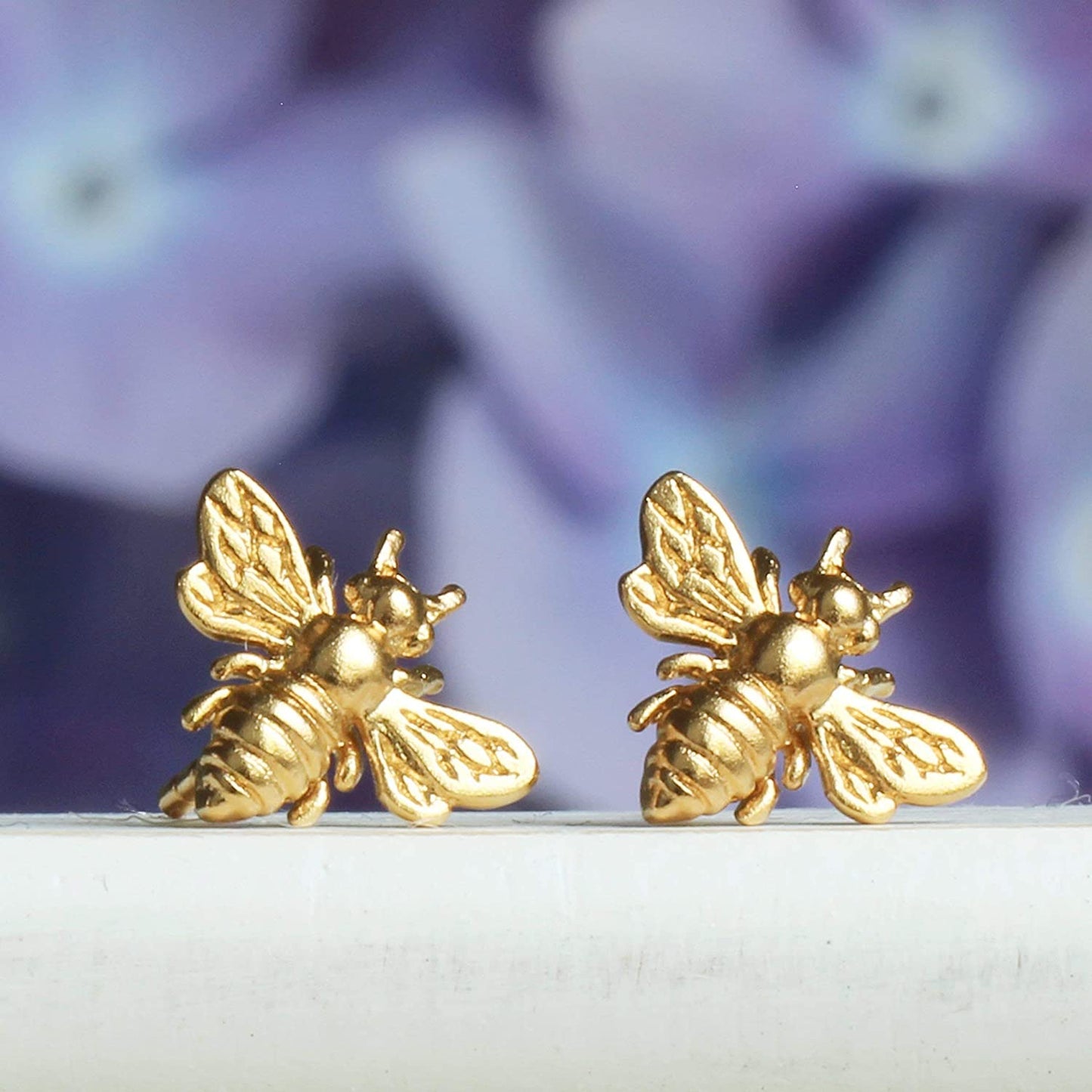 Little Gold Bee Earrings • Gold Honeybee Studs • BumbleBee Post • Handcrafted Jewelry