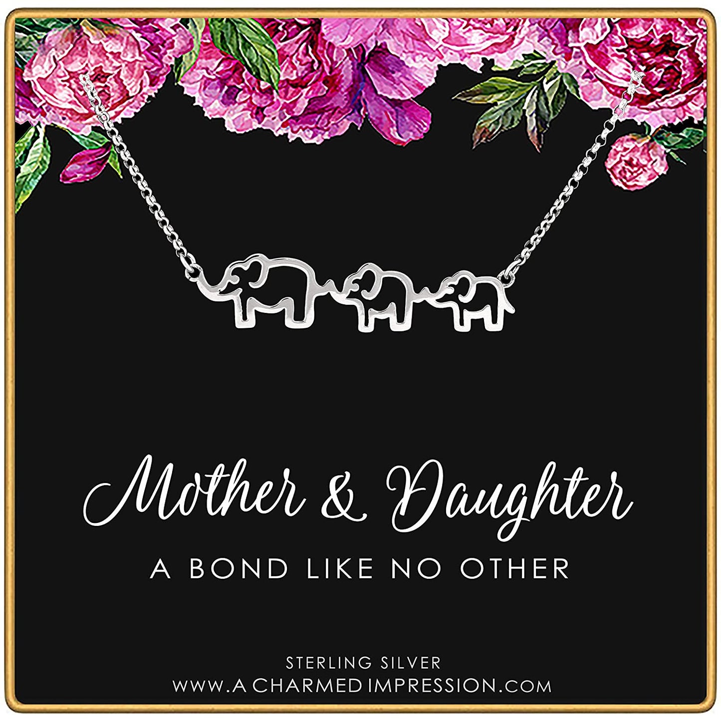 Mother & Daughters - 3x Elephant Necklace in SS