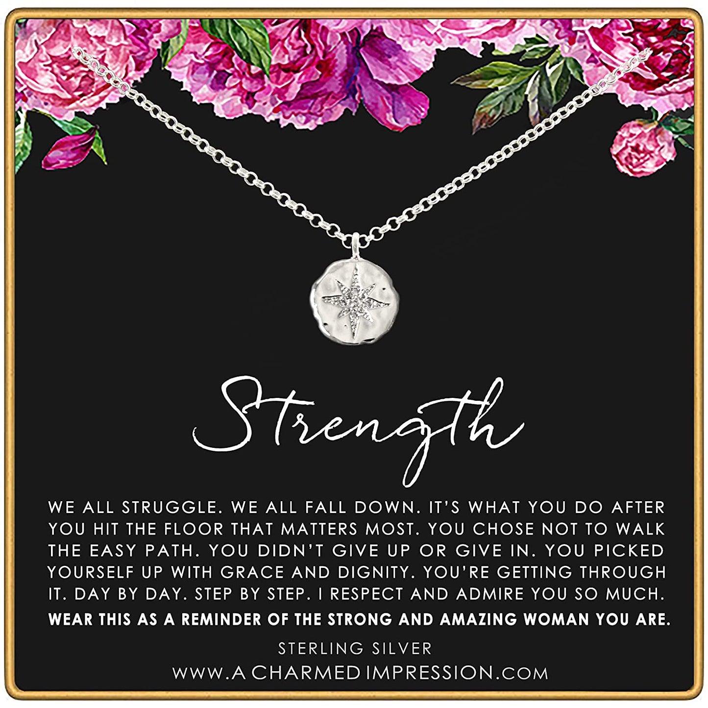 Strength Necklace • Addiction Recovery • Survivor Gift • Silver Necklace • Strength • Encouragement • Cancer Divorce Single Mom Depression • Inspirational Gifts