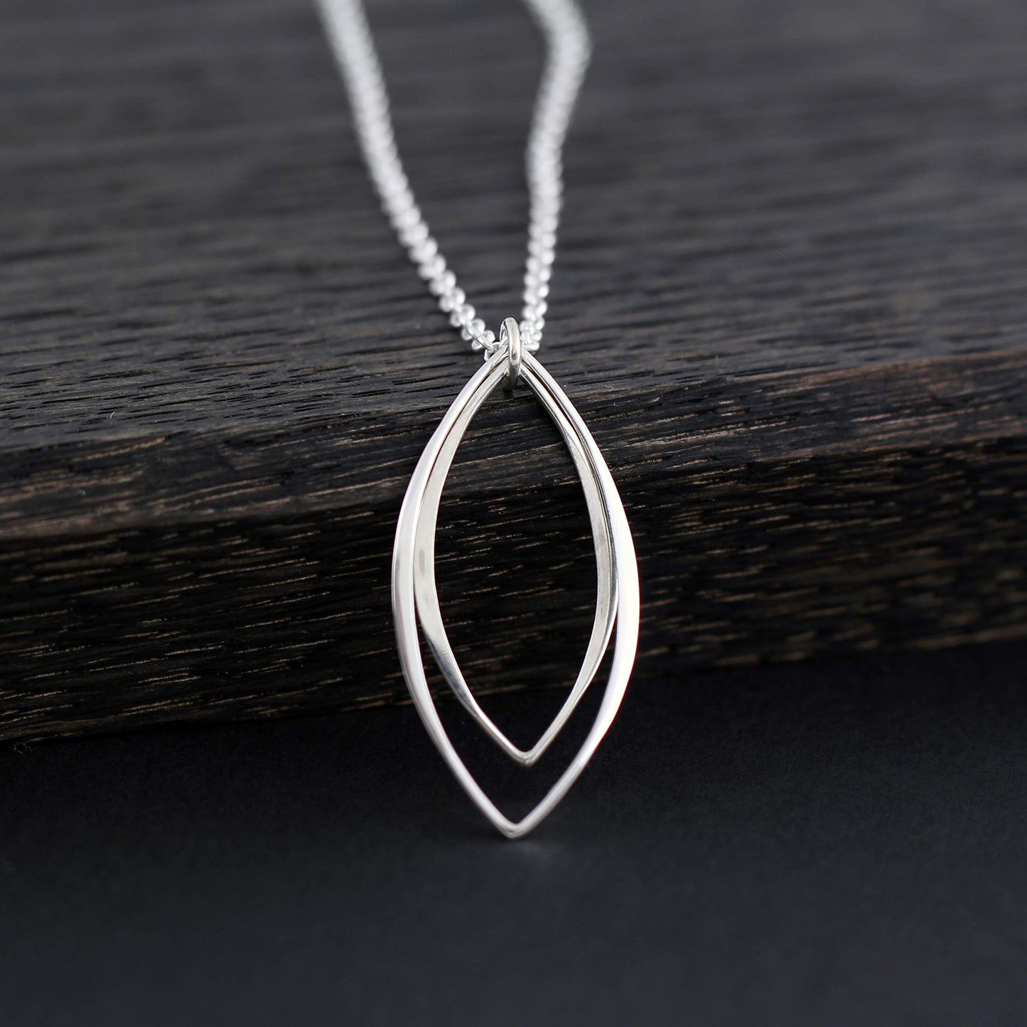 Sterling Silver Marquise Necklace • Modern Minimalist Jewelry • Simple Delicate Pendant • Handmade Necklace • Necklaces for Women • Gifts for Teen Teenage Girl Gift • Geometric Shape • Sexy Edgy