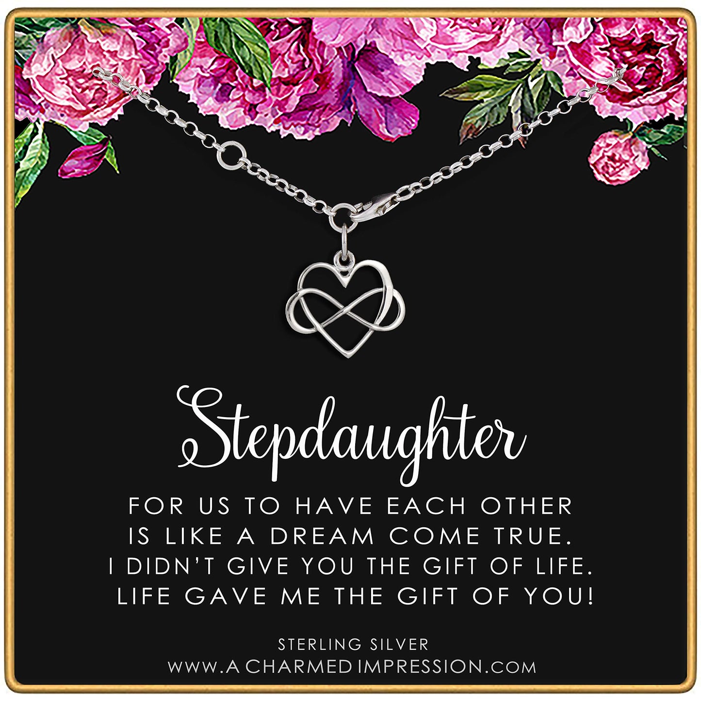 Stepdaughter Gift for Women Girls • Handmade Sterling Silver Infinity Heart • Infinite Love Bracelet • Gifts for Step Daughter from Stepmom Stepdad • Intentional Meaningful Jewelry from Mom Dad