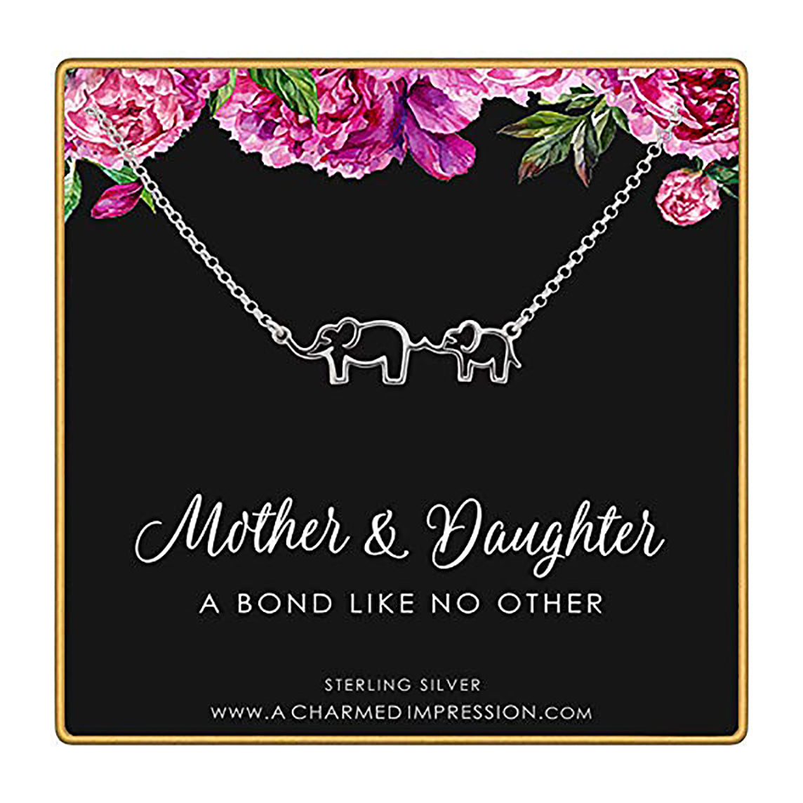 Mother & Daughter Connected Elephants Necklace
