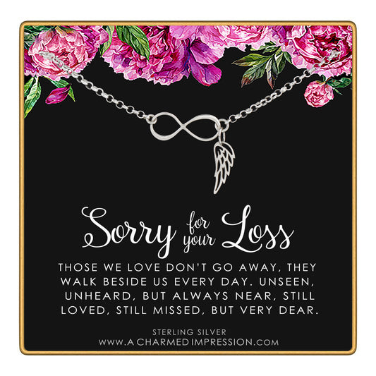 Loss of Loved One Gift for Women • Bracelet • Infinity and Angel Wing Charm • Memorial Remembrance Gift • Sorry For Your Loss Bracelet • In Memory of Husband Mother Father Miscarriage