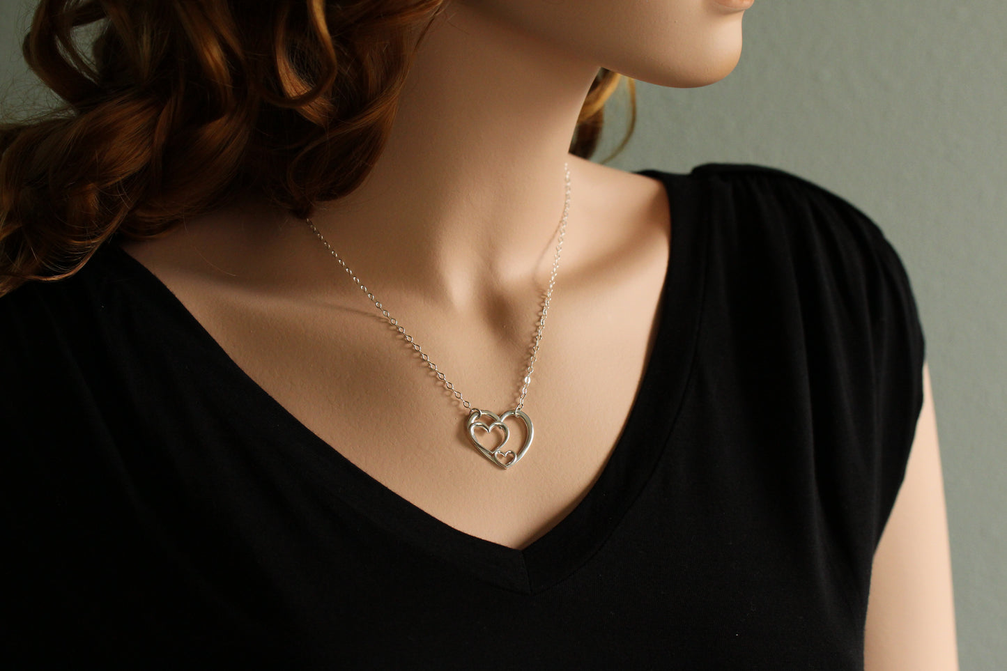 Triple Hearts Necklace on Body