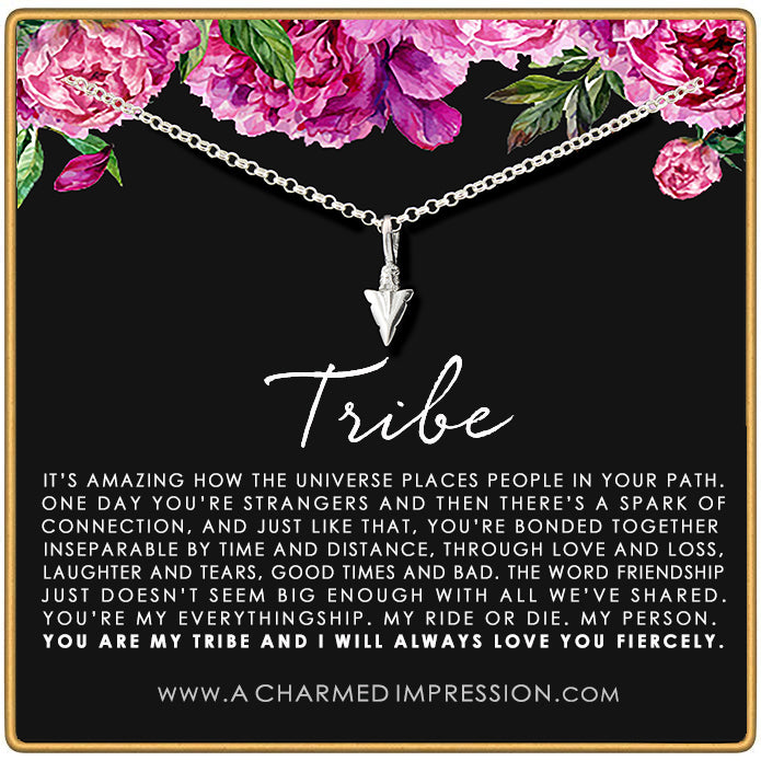 Silver Arrowhead Necklace • Best Friend Tribe Necklace • Soul Sister Gift • Arrowhead Charm • Friendship Jewelry • Silver Arrow