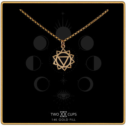 Two Cups Solar Plexus Chakra Necklace • Healing Jewelry • Adjustable Length Chain