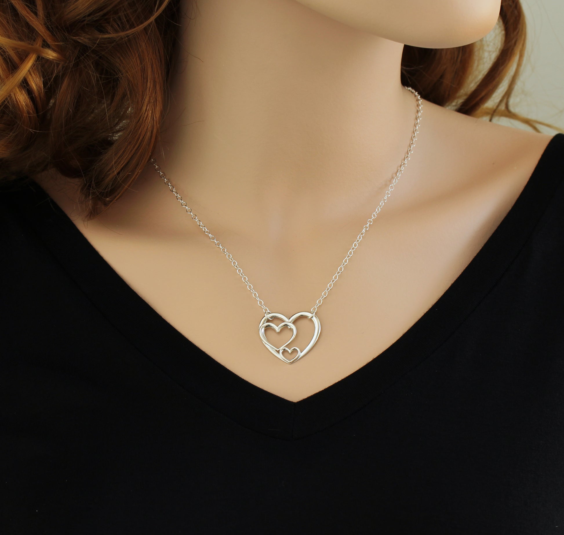 Triple Hearts Necklace on Body