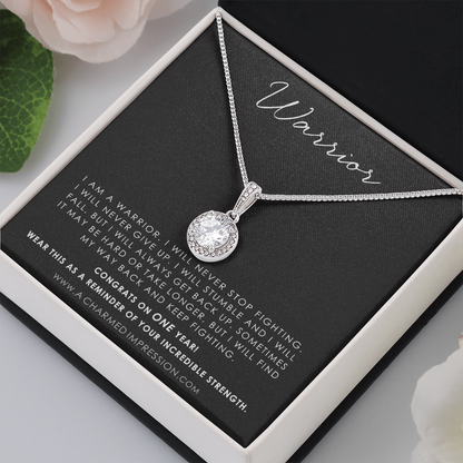 Personalized Addiction Recovery Gift, Warrior Necklace, Fighter Jewelry, NA, AA Gifts Women, Sobriety Anniversary, Sober Birthday - Eternal Hope Necklace