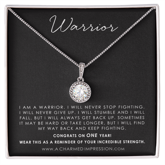 Personalized Addiction Recovery Gift, Warrior Necklace, Fighter Jewelry, NA, AA Gifts Women, Sobriety Anniversary, Sober Birthday - Eternal Hope Necklace