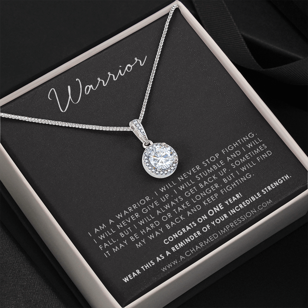 Personalized Addiction Recovery Gift, Warrior Necklace, Fighter Jewelry, NA, AA Gifts Women, Sobriety Anniversary, Sober Birthday - Eternal Hope Necklace