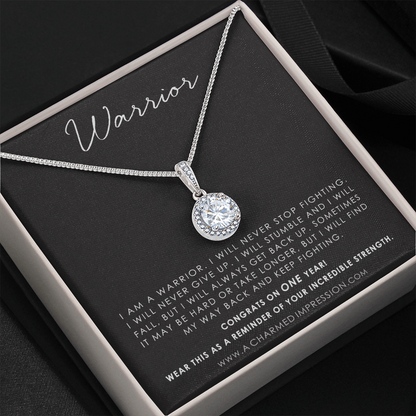 Personalized Addiction Recovery Gift, Warrior Necklace, Fighter Jewelry, NA, AA Gifts Women, Sobriety Anniversary, Sober Birthday - Eternal Hope Necklace