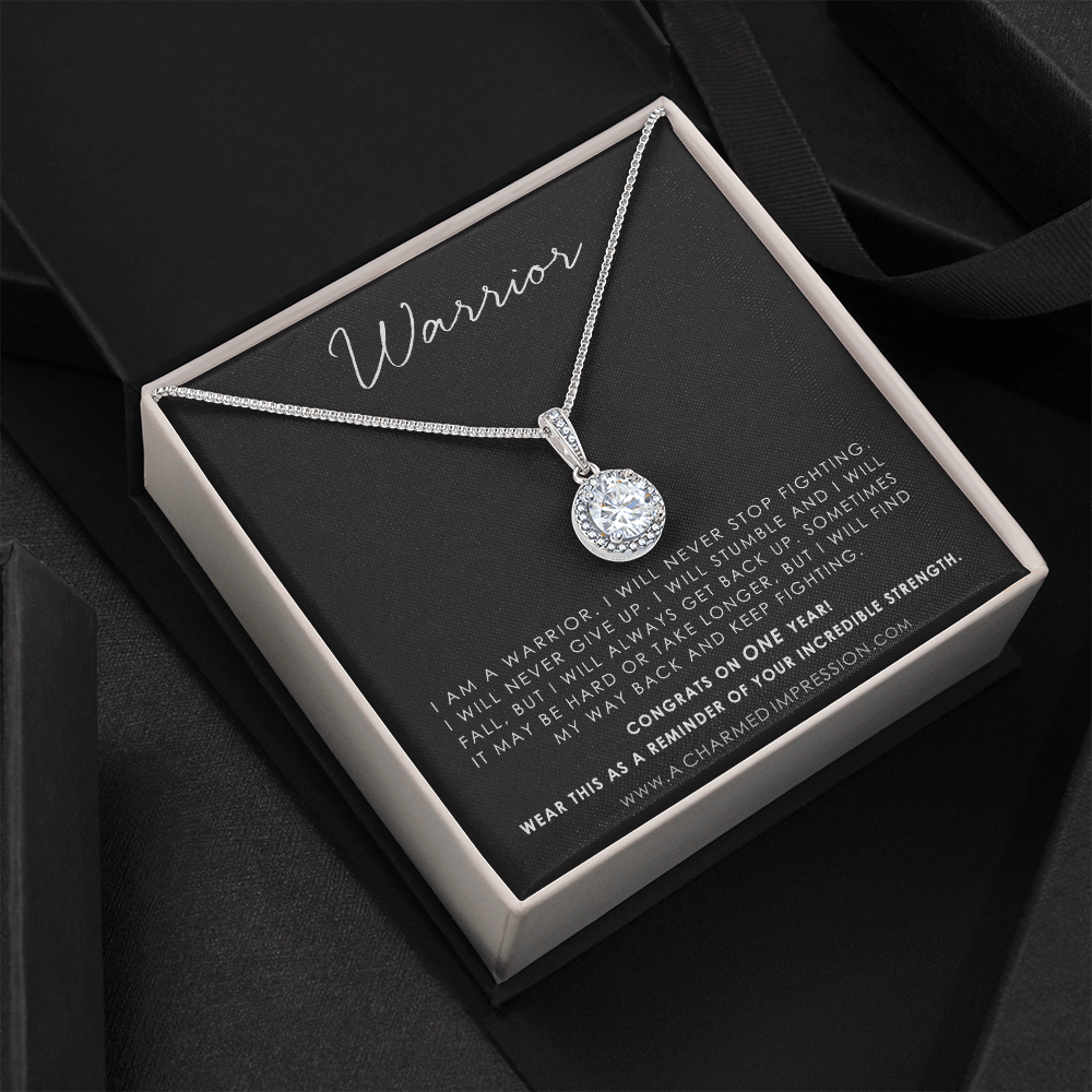 Personalized Addiction Recovery Gift, Warrior Necklace, Fighter Jewelry, NA, AA Gifts Women, Sobriety Anniversary, Sober Birthday - Eternal Hope Necklace