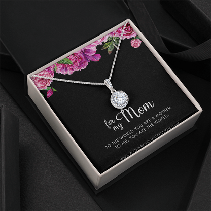 for My Mom • You are The World • Mother's Gift from Child • 14k White Gold • Eternal Hope Charm