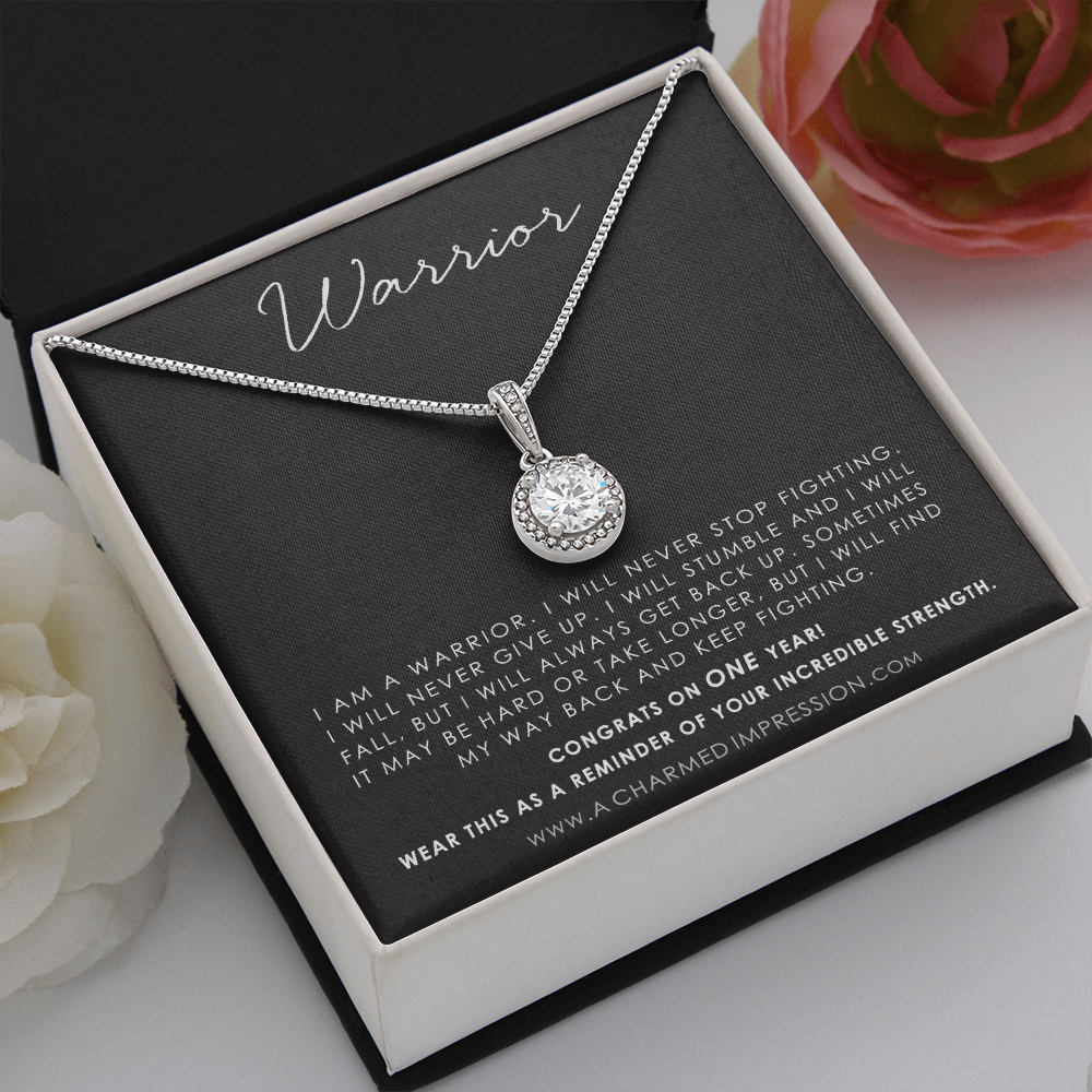 Personalized Addiction Recovery Gift, Warrior Necklace, Fighter Jewelry, NA, AA Gifts Women, Sobriety Anniversary, Sober Birthday - Eternal Hope Necklace