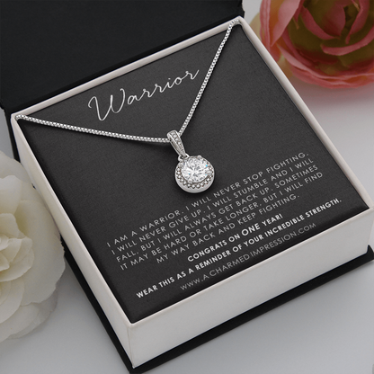 Personalized Addiction Recovery Gift, Warrior Necklace, Fighter Jewelry, NA, AA Gifts Women, Sobriety Anniversary, Sober Birthday - Eternal Hope Necklace