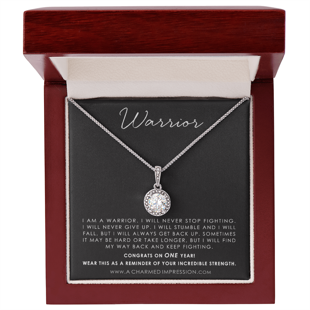 Personalized Addiction Recovery Gift, Warrior Necklace, Fighter Jewelry, NA, AA Gifts Women, Sobriety Anniversary, Sober Birthday - Eternal Hope Necklace