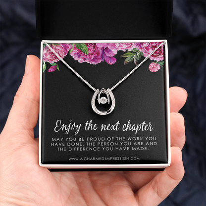 Retirement Gift for Women • Enjoy the Next Chapter • Congratulations • Promotion • You'll be Missed • Be Proud of the Difference You Have Made - Lucky In Love Necklace
