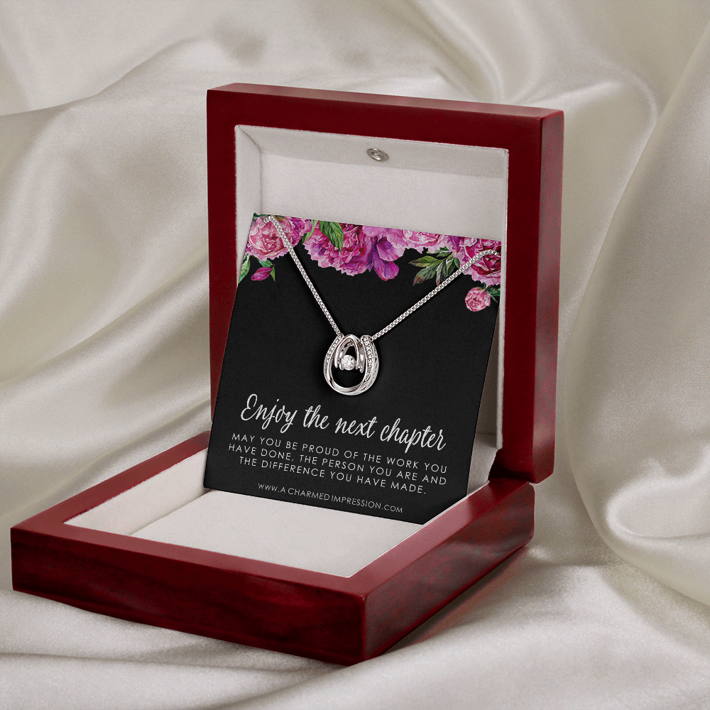 Retirement Gift for Women • Enjoy the Next Chapter • Congratulations • Promotion • You'll be Missed • Be Proud of the Difference You Have Made - Lucky In Love Necklace