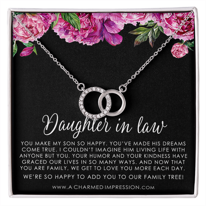 Gift for Daughter in law • Marriage Gifts • Weddings • Joined Forever by Family • Perfect Pair Neckace