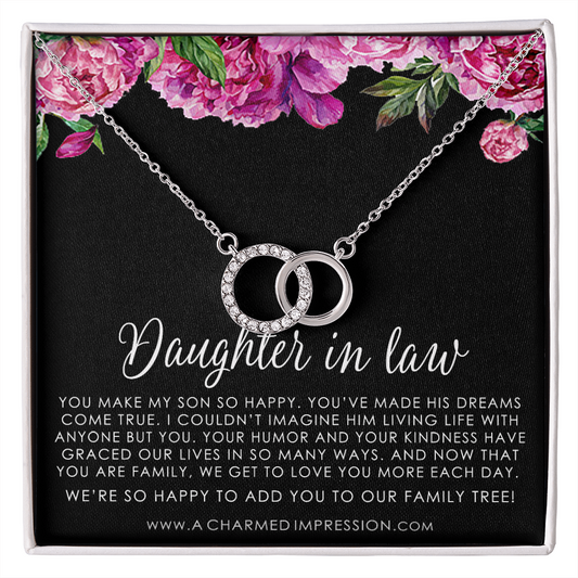 Gift for Daughter in law • Marriage Gifts • Weddings • Joined Forever by Family • Perfect Pair Neckace