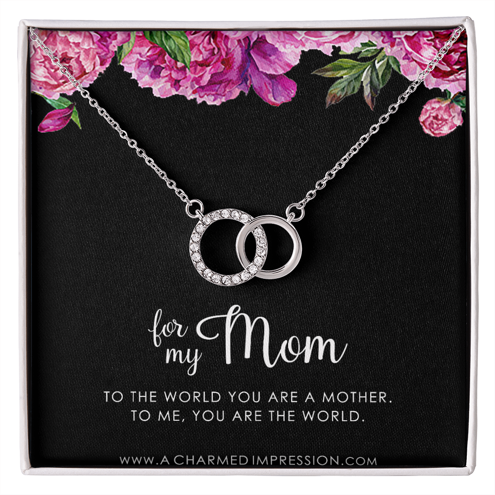for My Mom • You are The World • Mother's Gift from Child • 14k White Gold • Perfect Pair Necklace