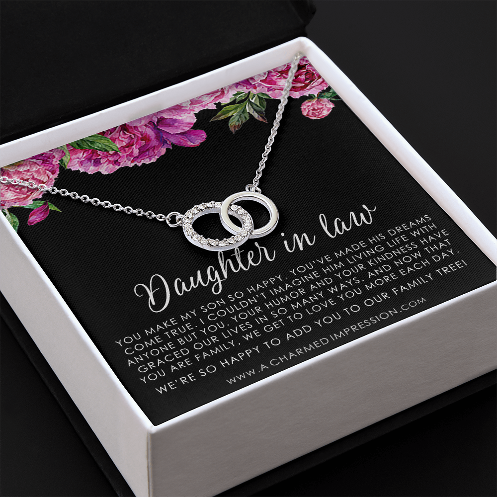 Gift for Daughter in law • Marriage Gifts • Weddings • Joined Forever by Family • Perfect Pair Neckace