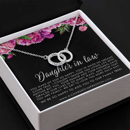 Gift for Daughter in law • Marriage Gifts • Weddings • Joined Forever by Family • Perfect Pair Neckace