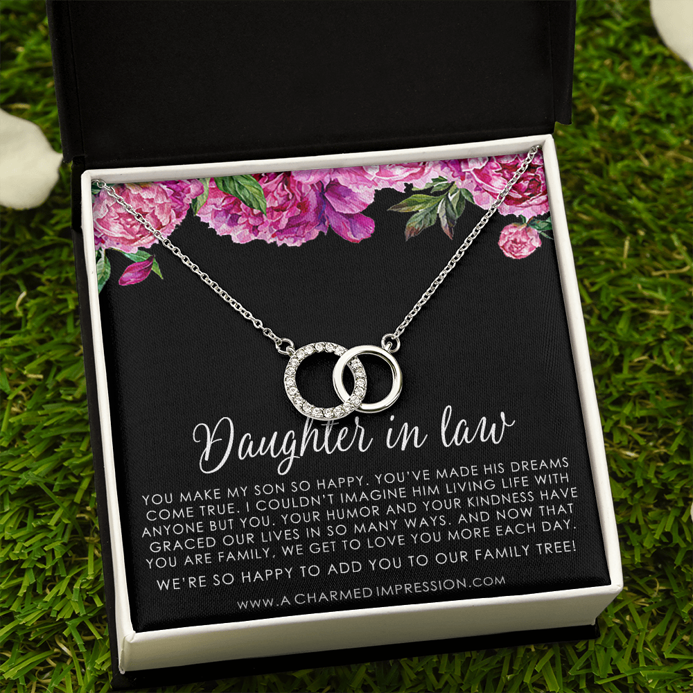Gift for Daughter in law • Marriage Gifts • Weddings • Joined Forever by Family • Perfect Pair Neckace