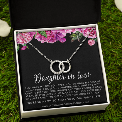 Gift for Daughter in law • Marriage Gifts • Weddings • Joined Forever by Family • Perfect Pair Neckace