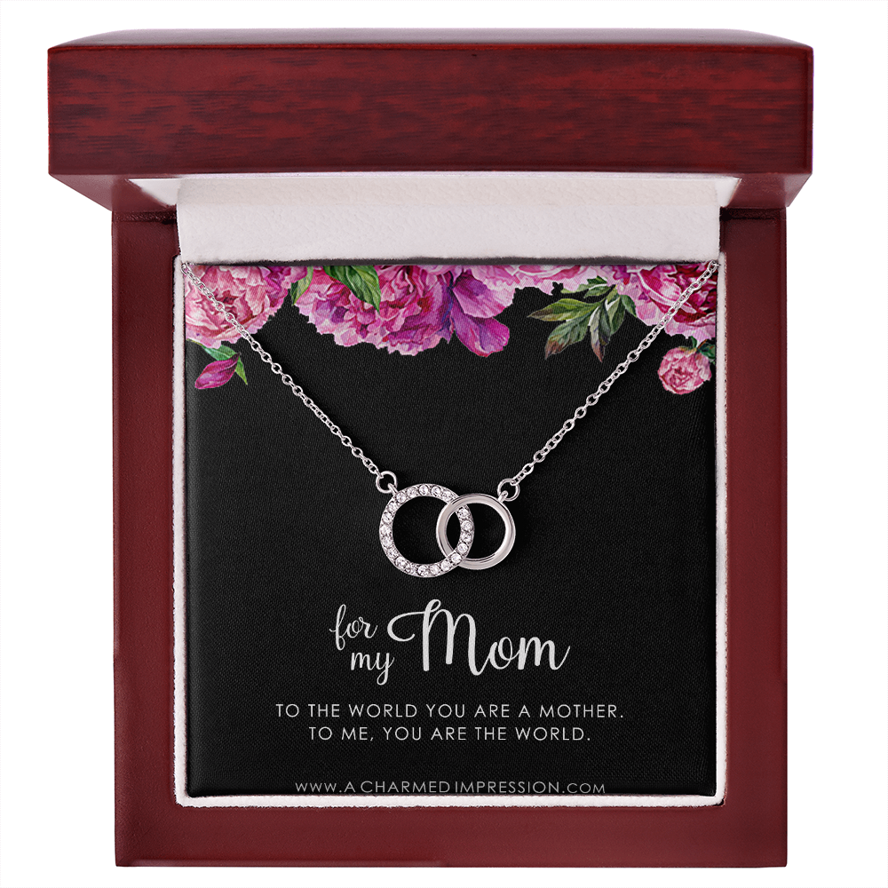 for My Mom • You are The World • Mother's Gift from Child • 14k White Gold • Perfect Pair Necklace