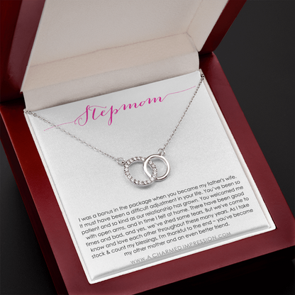Bonus Mom Gift Necklace, Present for Stepmom for Mother's Day, Christmas, Birthday, Symbolic Ribbon Setting - Perfect Pair Neckace