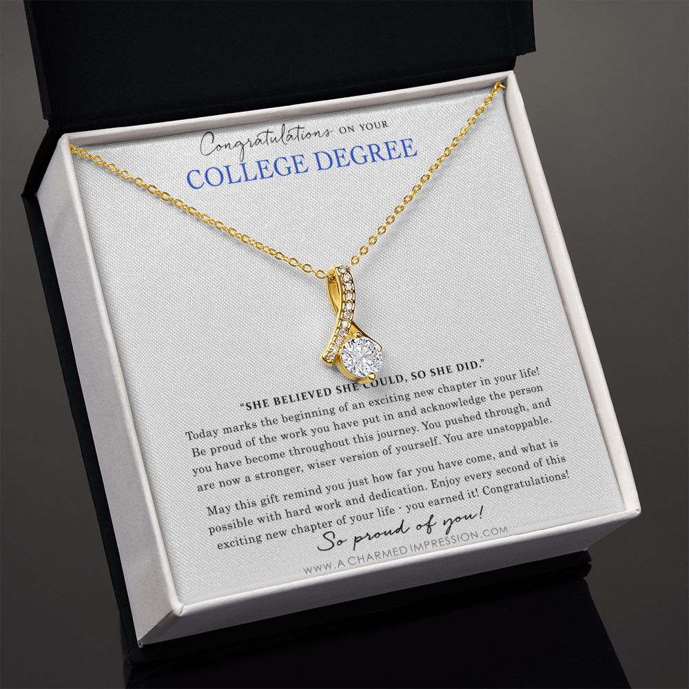 Personalized Graduation Gift - Proud of You - College Degree Cards - Alluring Beauty Necklace