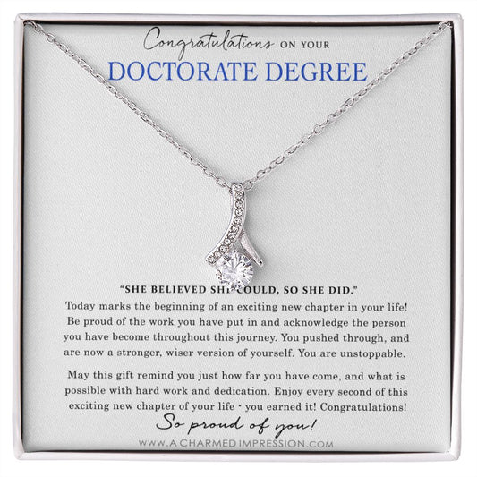 Personalized Graduation Gift - Proud of You - Doctorate Degree Graduation Cards - Alluring Beauty Necklace