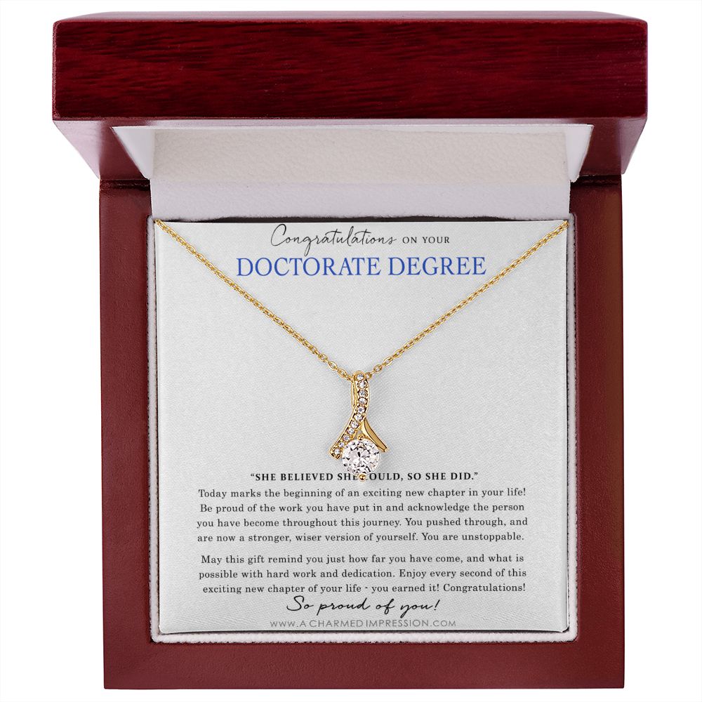 Personalized Graduation Gift - Proud of You - Doctorate Degree Graduation Cards - Alluring Beauty Necklace