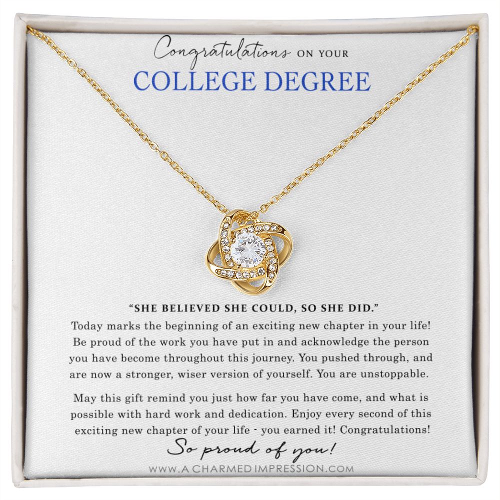 Personalized Graduation Gift - Proud of You - College Degree Cards - Love Knot Necklace