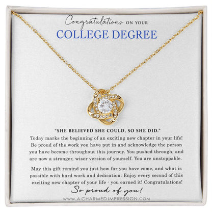 Personalized Graduation Gift - Proud of You - College Degree Cards - Love Knot Necklace