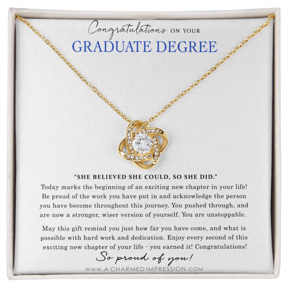 Personalized Graduation Gift - Proud of You - Graduate Degree Cards - Love Knot Necklace