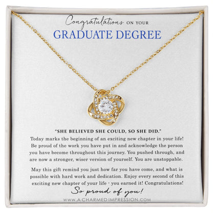 Personalized Graduation Gift - Proud of You - Graduate Degree Cards - Love Knot Necklace