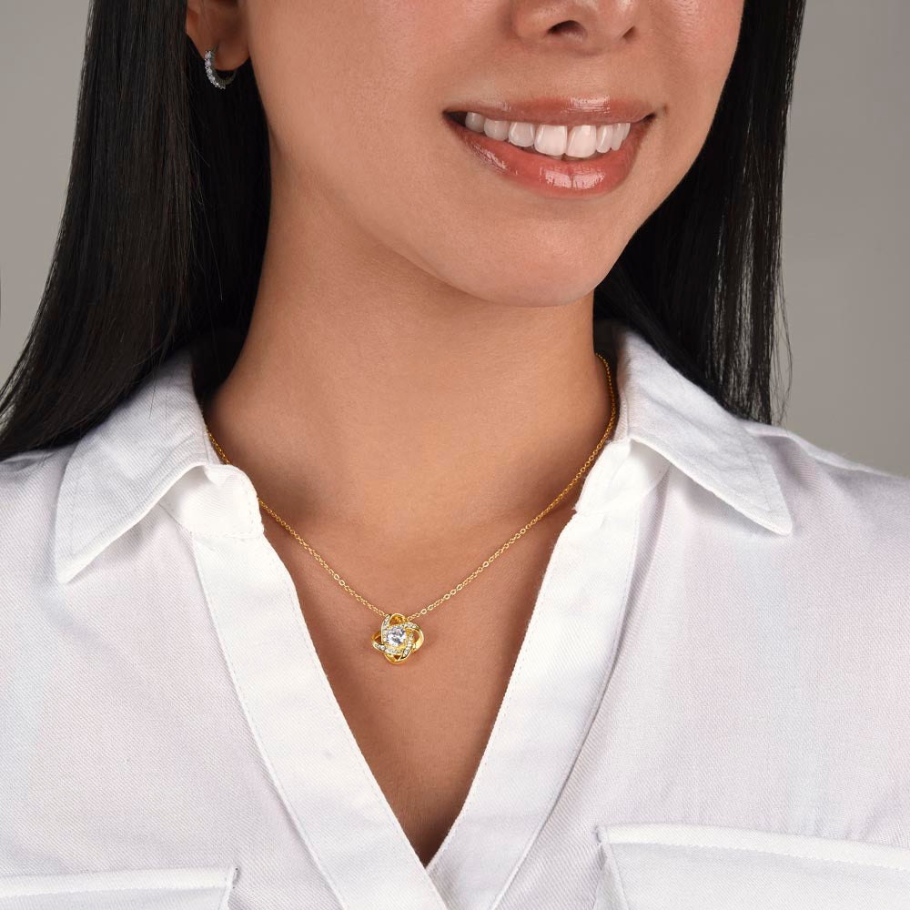 Personalized Graduation Necklace, Behind You and Before You Message Card, Celebration Present  - Love Knot Necklace